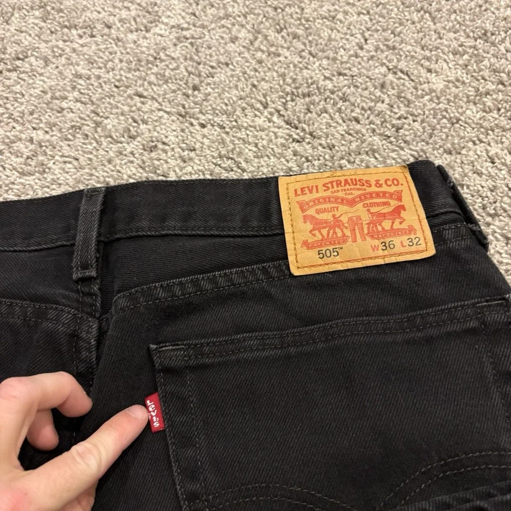 Vintage Levis 505 Jeans Mens 36 X 32 Black Regular Fit Straight Leg Y2K Denim